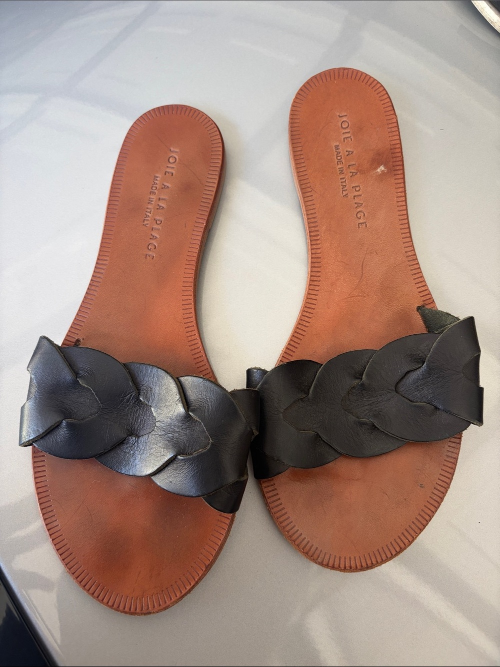 Joie A La Plage Sandal- 37 black braided sandal leather slides good condition
